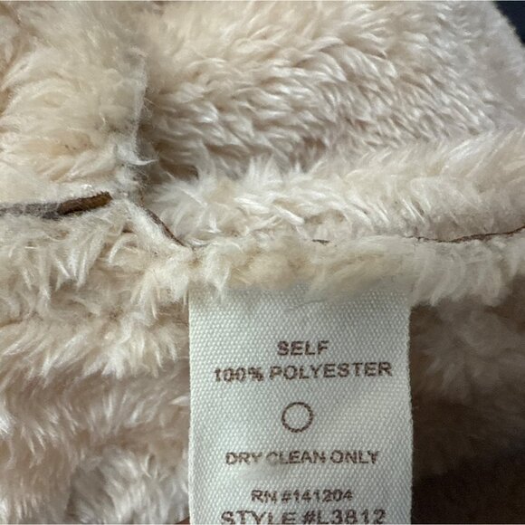 Hem & Thread Womens Faux Suede Open Front Jacket With Sherpa Lining Sz M - Picture 9 of 10